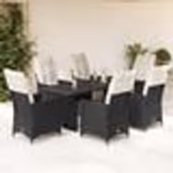 vidaXL Ensemble à manger de jardin coussins 7 pcs noir résine tressée