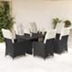 vidaXL Ensemble à manger de jardin coussins 7 pcs noir résine tressée