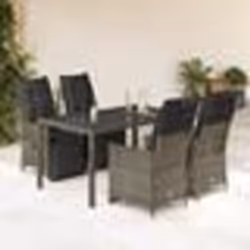 vidaXL Ensemble de bistro de jardin 5 pcs coussins gris poly rotin