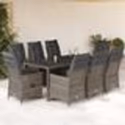 vidaXL Ensemble de bistro de jardin 9 pcs coussins gris poly rotin
