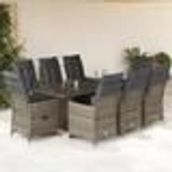vidaXL Ensemble de bistro de jardin 9 pcs coussins gris poly rotin