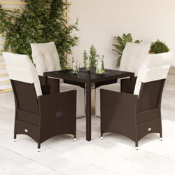 vidaXL Ensemble de bistro de jardin 5 pcs coussins marron poly rotin