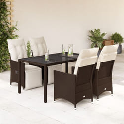 vidaXL Ensemble de bistro de jardin 5 pcs coussins marron poly rotin