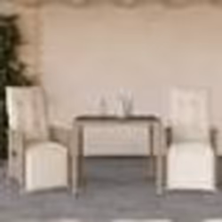 vidaXL Ensemble de bistro de jardin 3 pcs coussins beige poly rotin