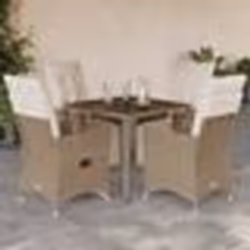 vidaXL Ensemble de bistro de jardin 5 pcs coussins beige poly rotin