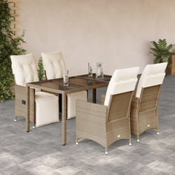 vidaXL Ensemble de bistro de jardin 5 pcs coussins beige poly rotin