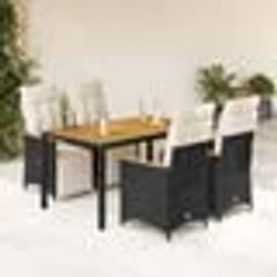 vidaXL Ensemble de bistro de jardin 5 pcs coussins noir poly rotin