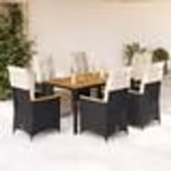 vidaXL Ensemble de bistro de jardin 7 pcs coussins noir poly rotin
