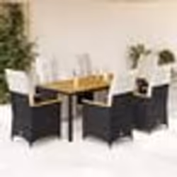vidaXL Ensemble de bistro de jardin 7 pcs coussins noir poly rotin