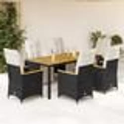 vidaXL Ensemble de bistro de jardin 7 pcs coussins noir poly rotin