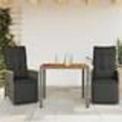 vidaXL Ensemble de bistro de jardin 3 pcs coussins gris poly rotin