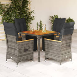 vidaXL Ensemble de bistro de jardin 5 pcs coussins gris poly rotin