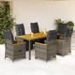 vidaXL Ensemble de bistro de jardin 7 pcs coussins gris poly rotin