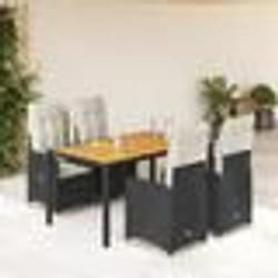 vidaXL Ensemble de bistro de jardin 5 pcs coussins noir poly rotin