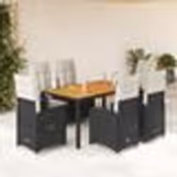 vidaXL Ensemble de bistro de jardin 7 pcs coussins noir poly rotin