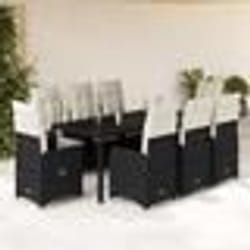 vidaXL Ensemble de bistro de jardin 9 pcs coussins noir poly rotin