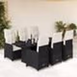 vidaXL Ensemble de bistro de jardin 7 pcs coussins noir poly rotin