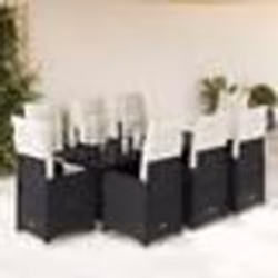 vidaXL Ensemble de bistro de jardin 9 pcs coussins noir poly rotin