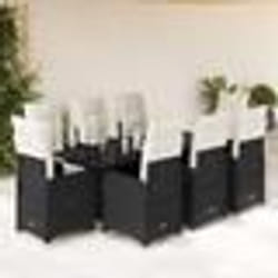 vidaXL Ensemble de bistro de jardin 9 pcs coussins noir poly rotin