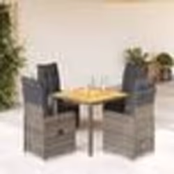 vidaXL Ensemble de bistro de jardin 5 pcs coussins gris poly rotin
