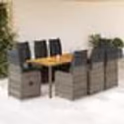 vidaXL Ensemble de bistro de jardin 9 pcs coussins gris poly rotin