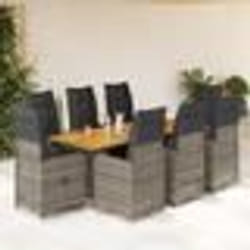 vidaXL Ensemble de bistro de jardin 9 pcs coussins gris poly rotin