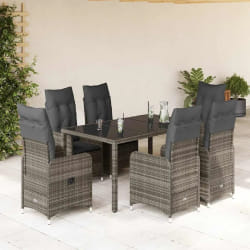 vidaXL Ensemble de bistro de jardin 5 pcs coussins gris poly rotin