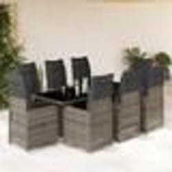 vidaXL Ensemble de bistro de jardin 9 pcs coussins gris poly rotin