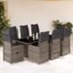 vidaXL Ensemble de bistro de jardin 9 pcs coussins gris poly rotin