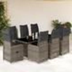 vidaXL Ensemble de bistro de jardin 9 pcs coussins gris poly rotin