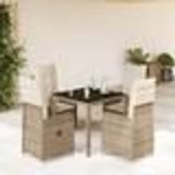 vidaXL Ensemble de bistro de jardin 5 pcs coussins beige poly rotin