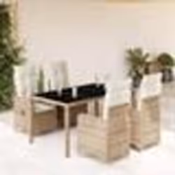 vidaXL Ensemble de bistro de jardin 5 pcs coussins beige poly rotin