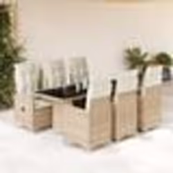 vidaXL Ensemble de bistro de jardin 7 pcs coussins beige poly rotin