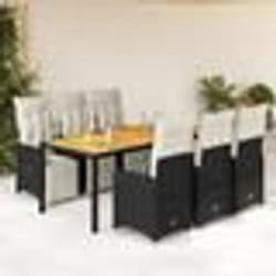 vidaXL Ensemble de bistro de jardin 7 pcs coussins noir poly rotin