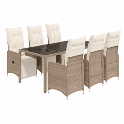 VidaXL 3277213, Beige, Marron, Fibre de coton, Tissu, mousse, Polyester, Polyuréthane, Verre trempé, 6 siège(s), 190 cm, 90 c ...