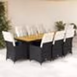 vidaXL Ensemble de bistro de jardin 9 pcs coussins noir poly rotin