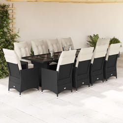 Vidaxl Ensemble De Bistro De Jardin 11 Pcs Coussins Noir Poly Rotin