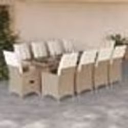 vidaXL Ensemble de bistro de jardin 11 pcs coussins beige poly rotin