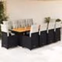 vidaXL Ensemble de bistro de jardin 11 pcs coussins noir poly rotin