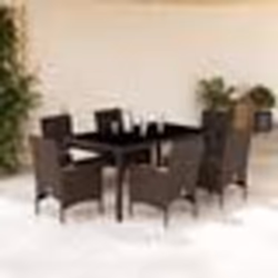 vidaXL Ensemble à manger de jardin et coussins 7pcs marron rotin verre