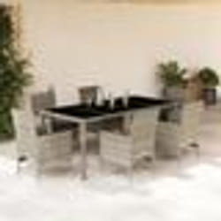 vidaXL Ensemble à manger de jardin avec coussins 7 pcs rotin et verre