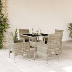 Vidaxl - Ensemble à manger de jardin avec coussins 5 pcs rotin et verre