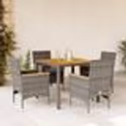 vidaXL Ensemble à manger de jardin et coussins 5 pcs gris rotin acacia