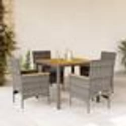 vidaXL Ensemble à manger de jardin et coussins 5 pcs gris rotin acacia