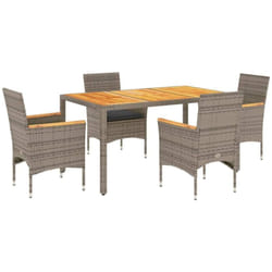 Vidaxl - Ensemble à manger de jardin et coussins 5 pcs gris rotin acacia