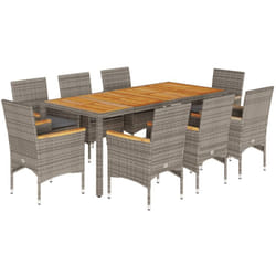Vidaxl - Ensemble à manger de jardin et coussins 9 pcs gris rotin acacia