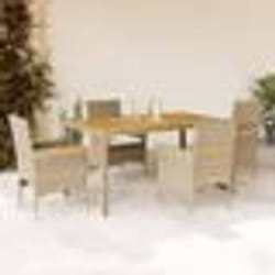 vidaXL Ensemble à manger de jardin et coussins 5pcs beige rotin acacia