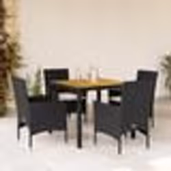 vidaXL Ensemble à manger de jardin et coussins 5 pcs noir rotin acacia