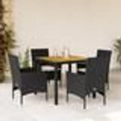 vidaXL Ensemble à manger de jardin et coussins 5 pcs noir rotin acacia