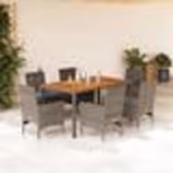 vidaXL Ensemble à manger de jardin et coussins 7 pcs gris rotin acacia